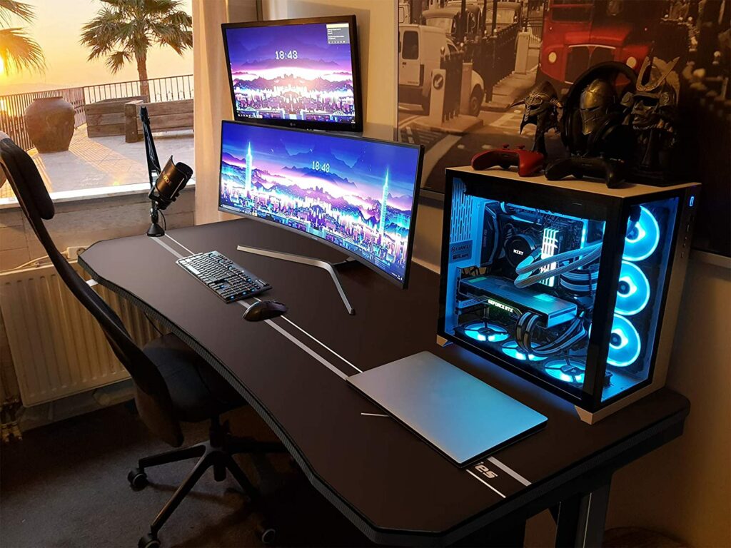 Furmax 43 Inch Gaming T-Shaped PC Computer Table